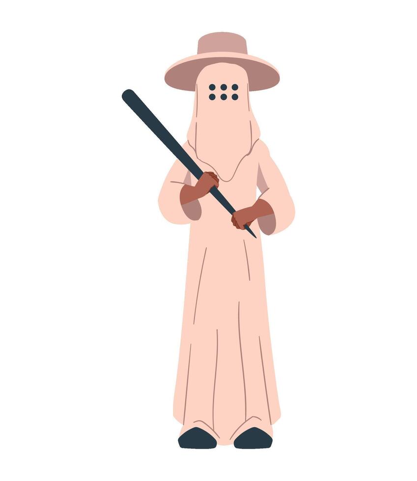 A person in a white robe holding a baseball bat vector