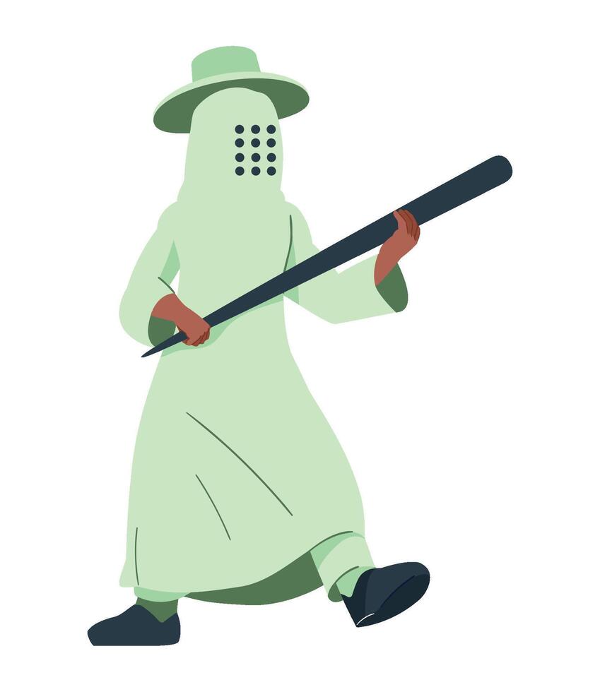 A man in a green robe with a baseball bat vector