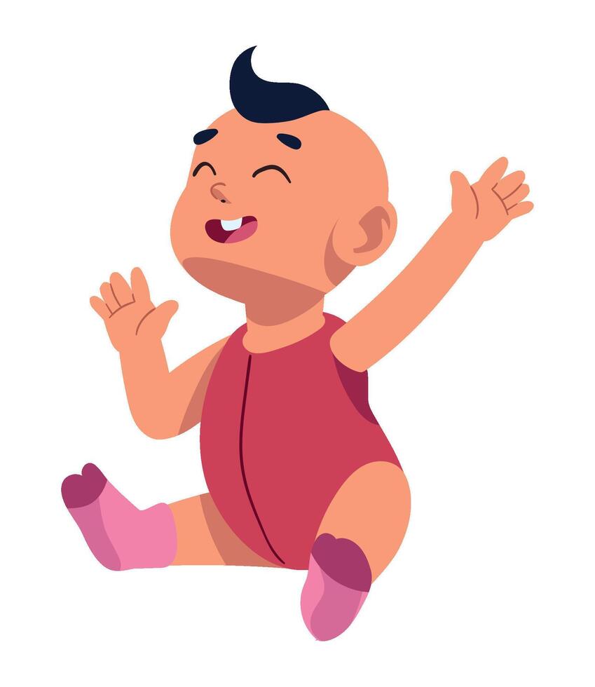A cartoon baby with arms up in the air vector