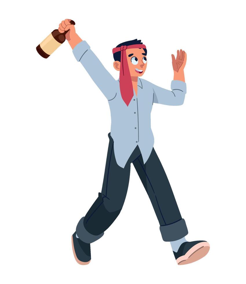 A man with a bottle of beer in his hand vector