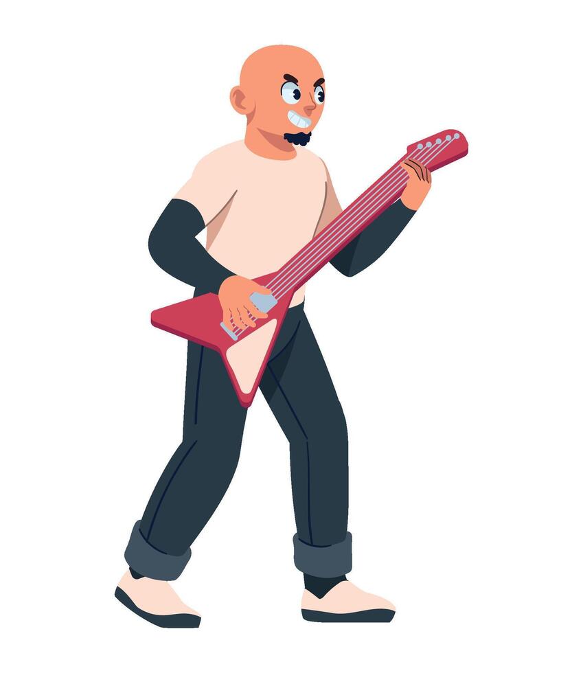 A bald man playing an electric guitar vector