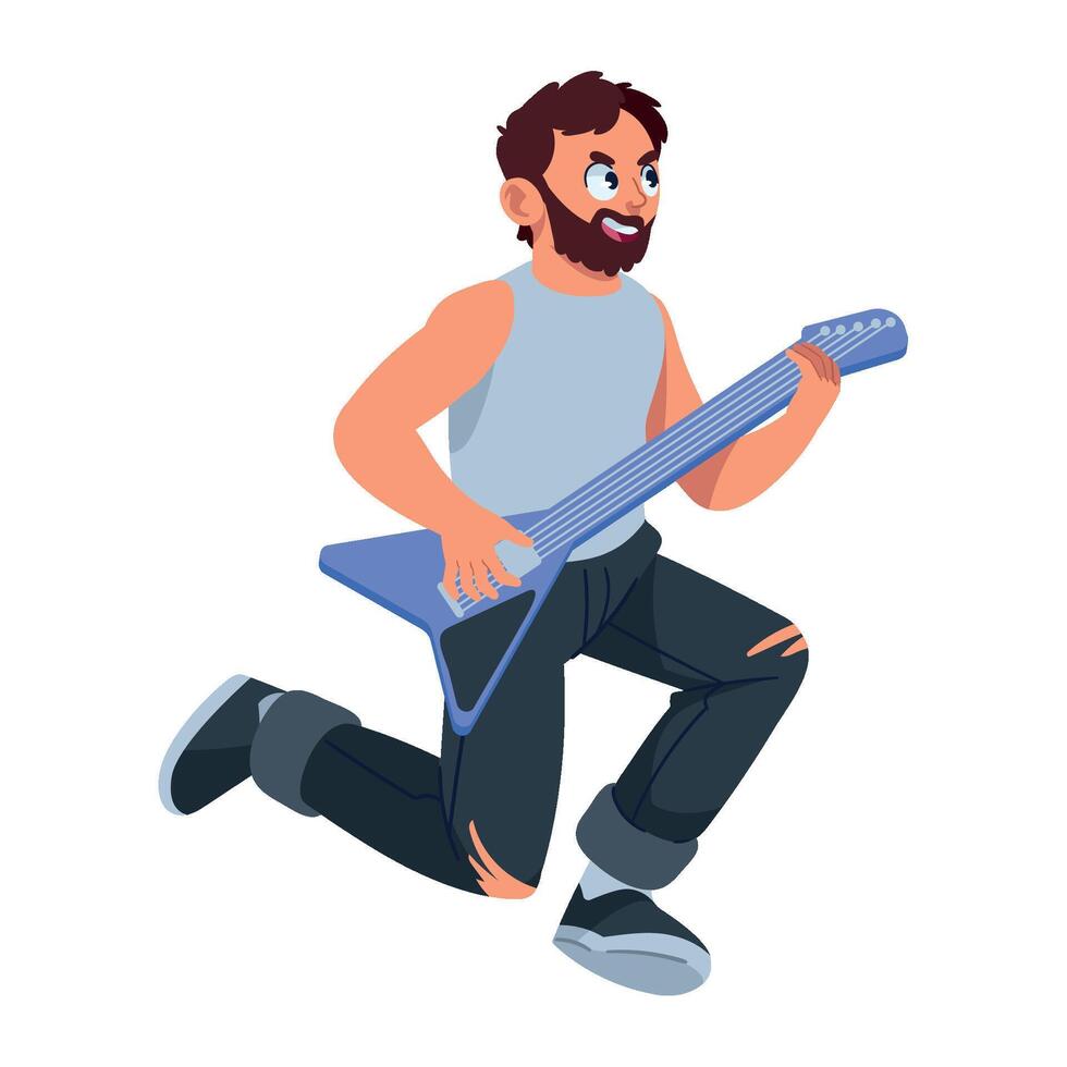 A cartoon man with a guitar in his hand vector