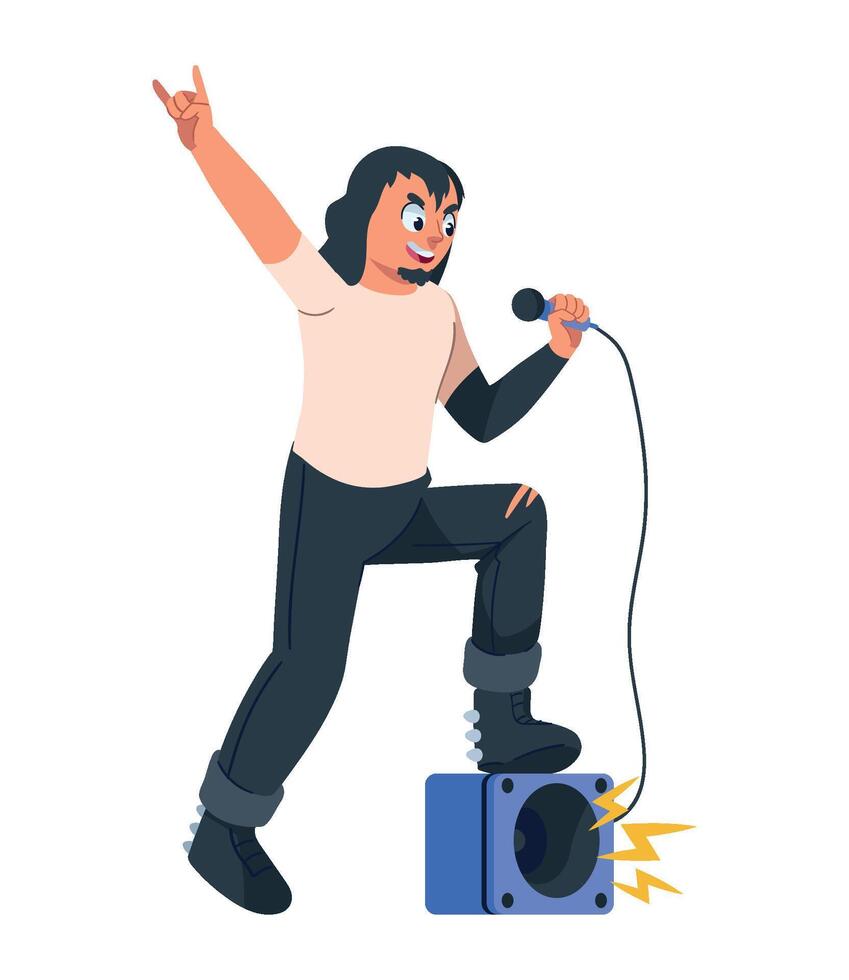A cartoon man with a microphone and a speaker vector