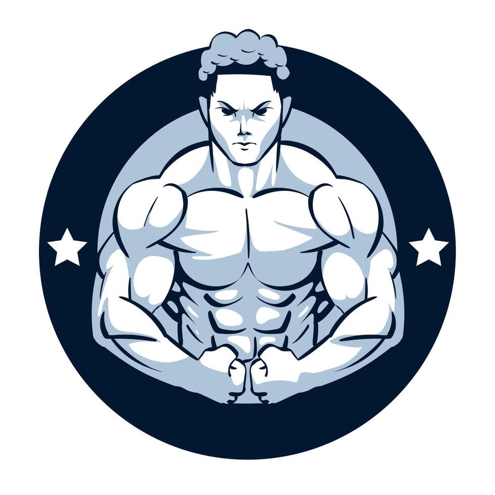 A muscular man with a star on his chest vector