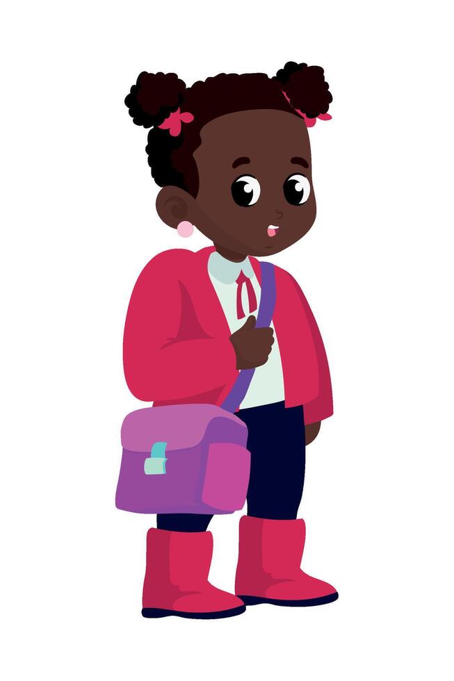 An illustration of a little girl with a backpack vector