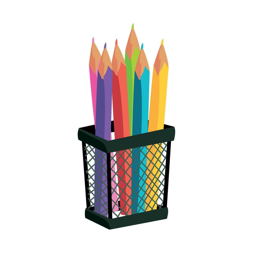 Color pencils in a basket vector