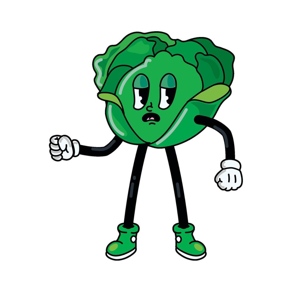 A cartoon cabbage character with arms outstretched vector