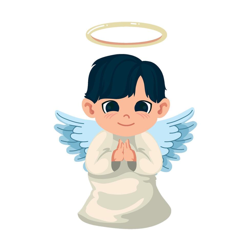 Cute little angel with halo illustration vector