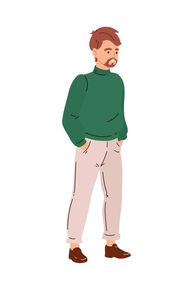 A man in a green sweater and pants vector