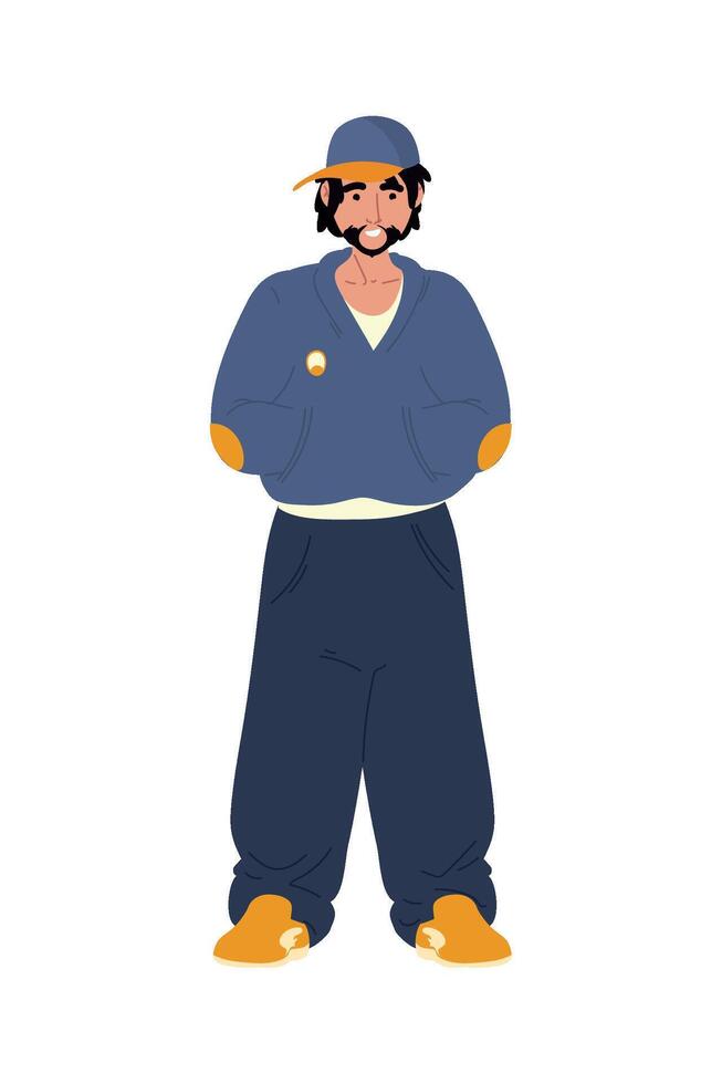 Cartoon man in blue and yellow outfit vector