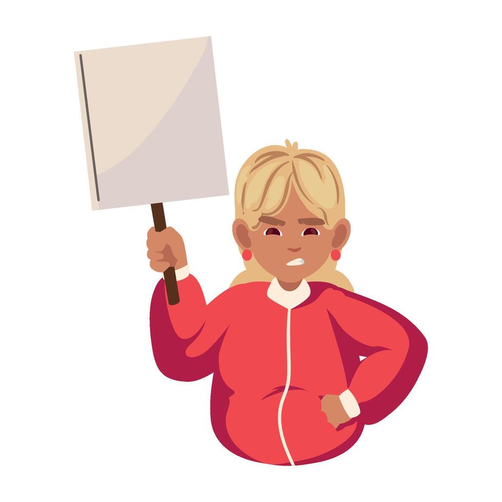 A cartoon woman holding a sign vector