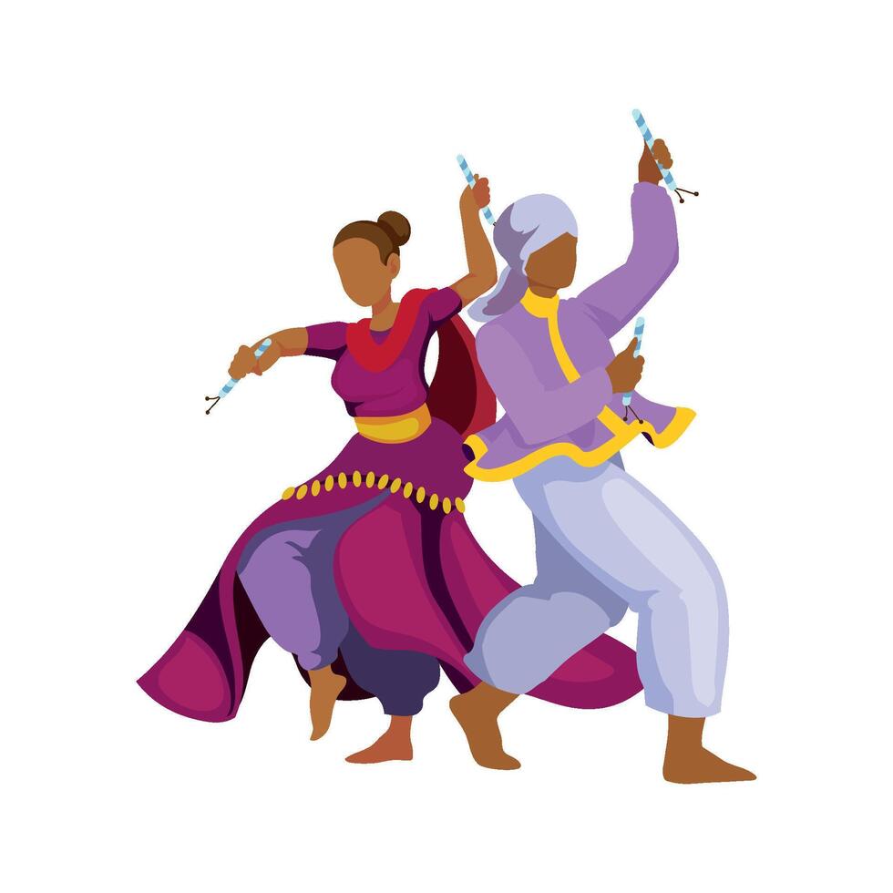 Two people in traditional clothing dancing with scissors vector