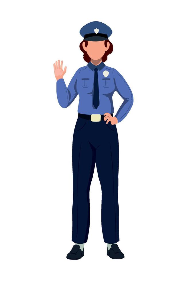 A woman in a police uniform waving vector
