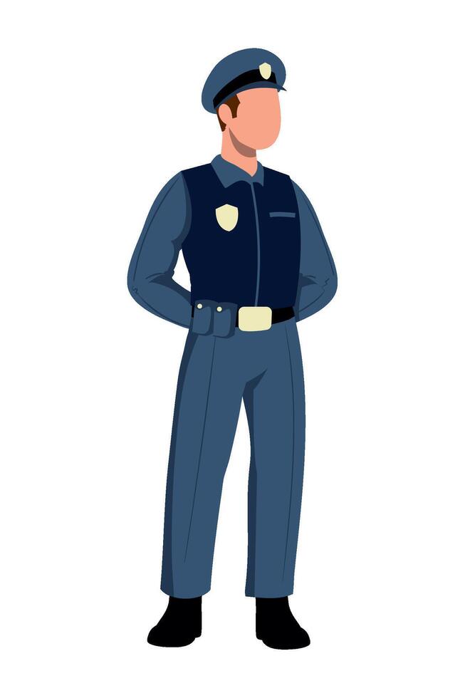 Police officer in uniform standing with hands on hips vector