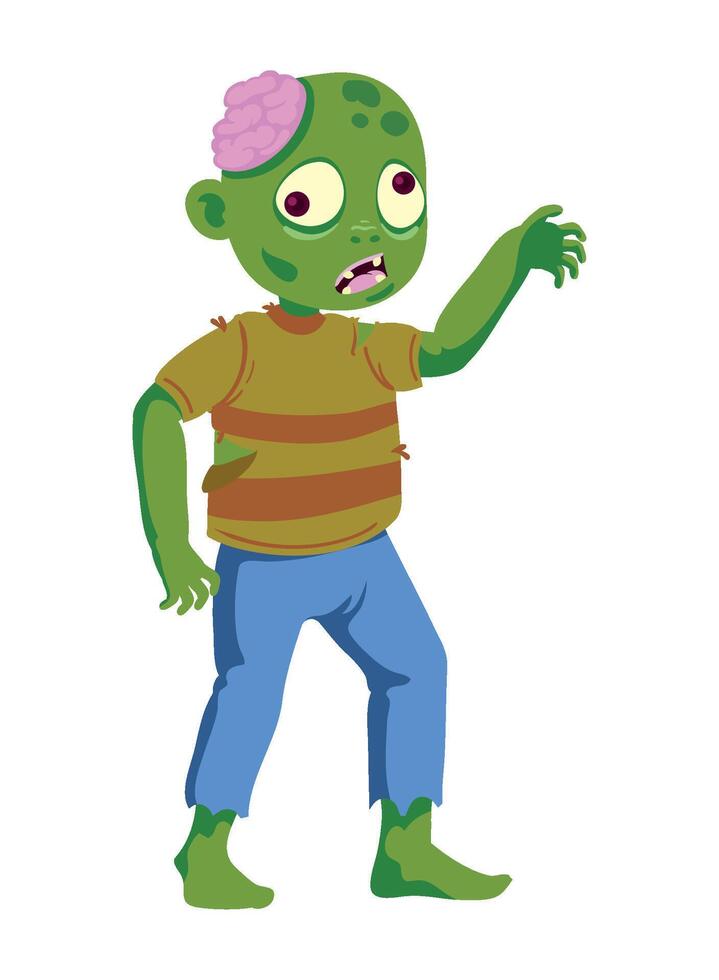A cartoon zombie with a brain in his hand vector