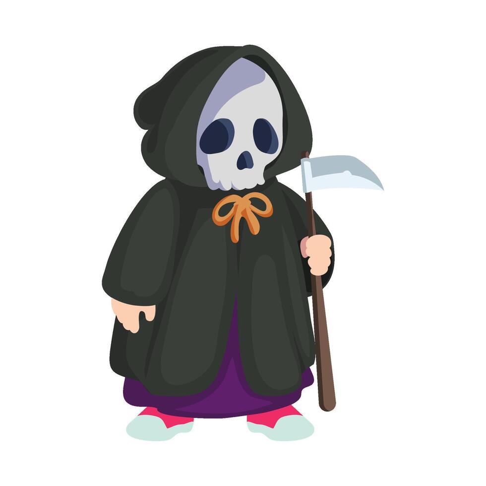 A cartoon grim reaper holding a scythe vector
