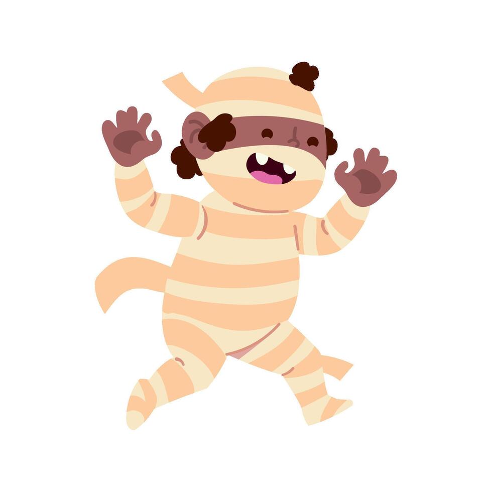 A cartoon character dressed in a mummy costume vector