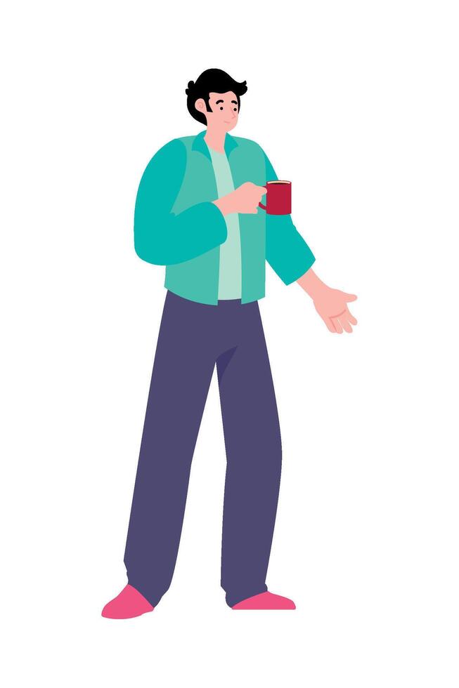 A man holding a coffee cup vector