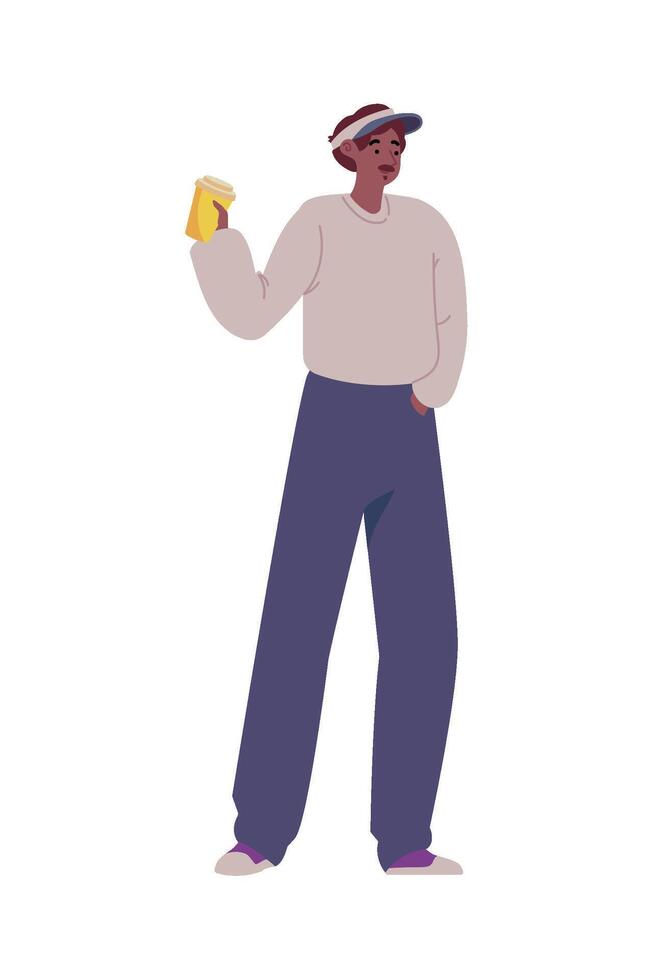An illustration of a man holding a beer vector