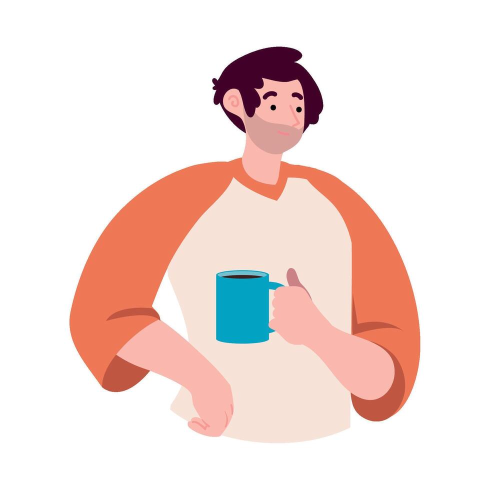 A man holding a coffee mug vector