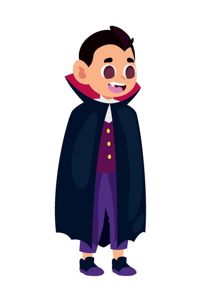 A cartoon vampire in a black cloak and purple pants vector