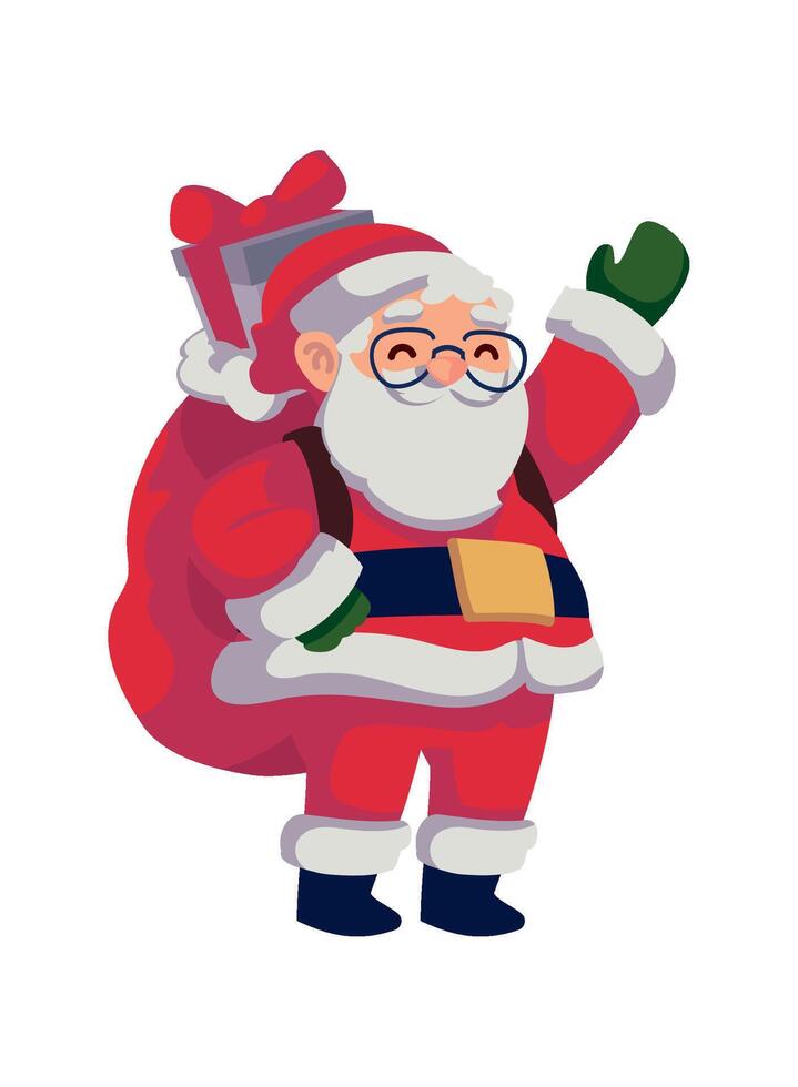 Santa claus with a bag of gifts illustration vector