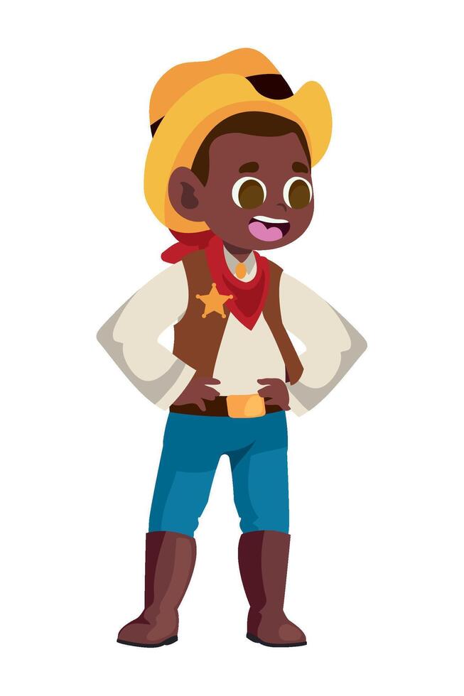 A cartoon black cowboy standing with his hands on his hips vector