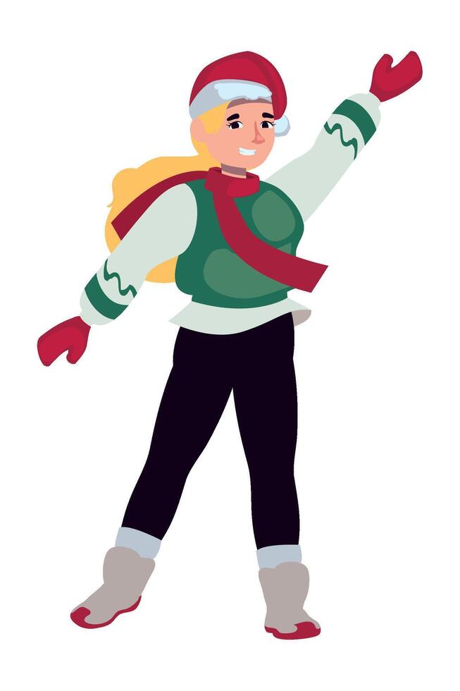 A cartoon girl in a christmas outfit vector
