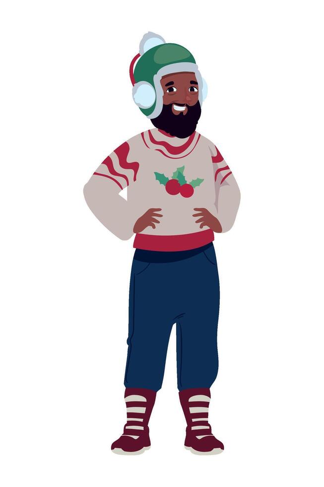 An illustration of a man in a sweater and hat vector