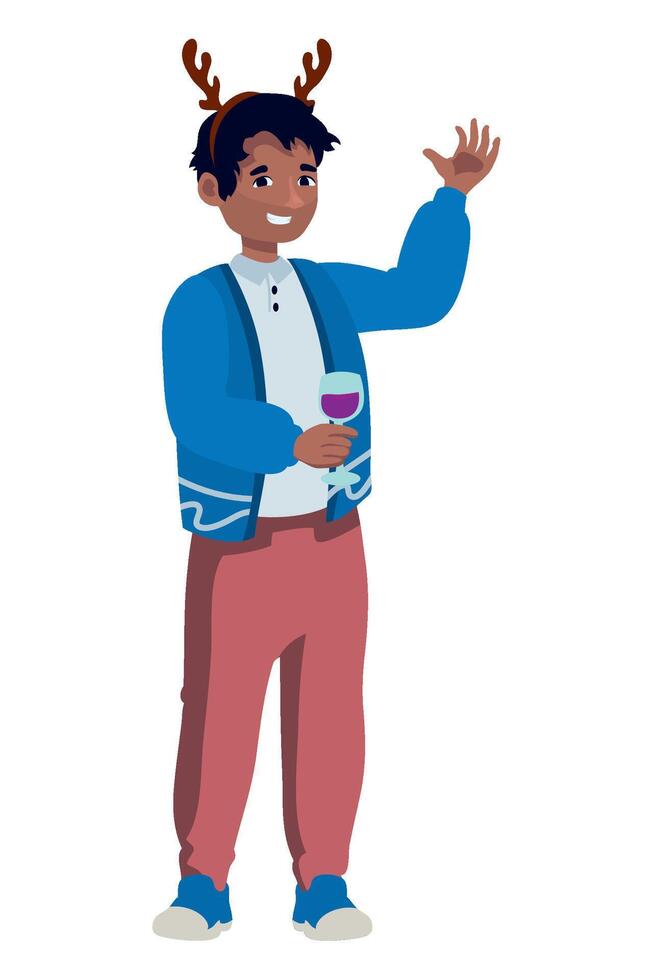 A cartoon man holding a wine glass vector