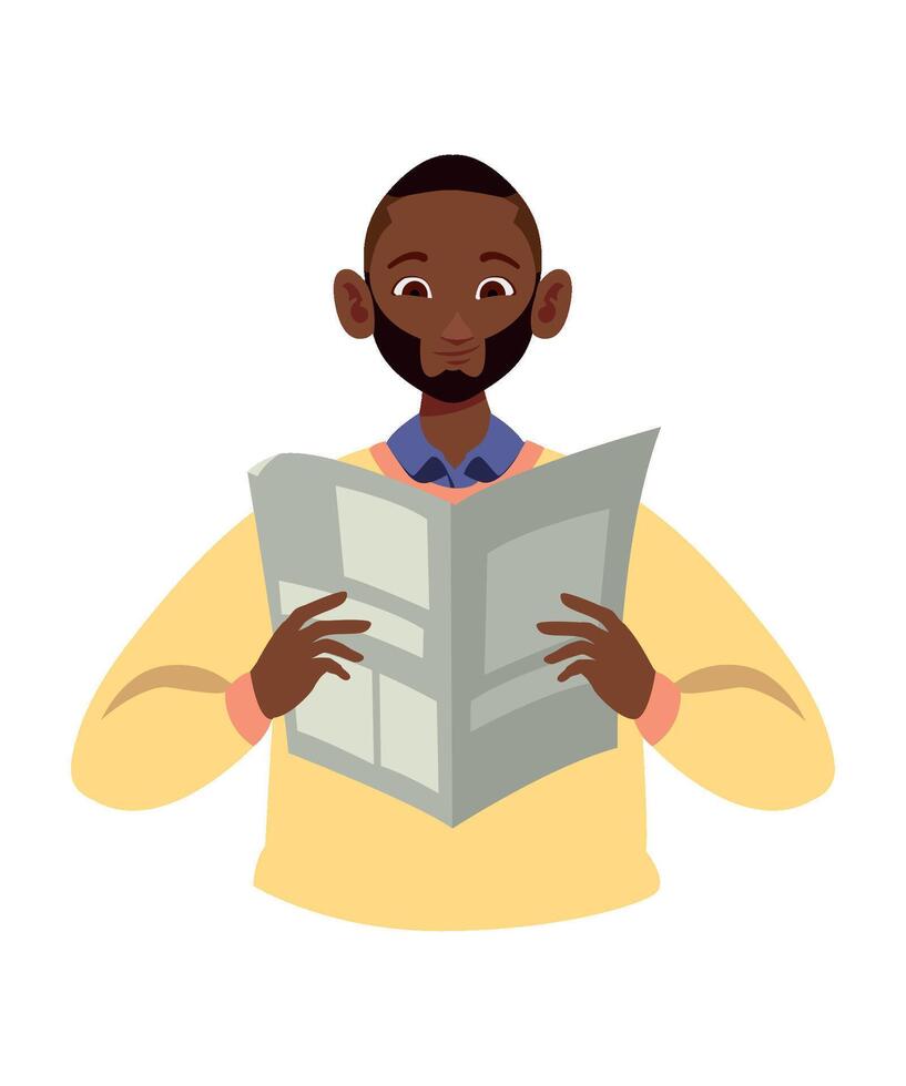 An illustration of a man reading a newspaper vector