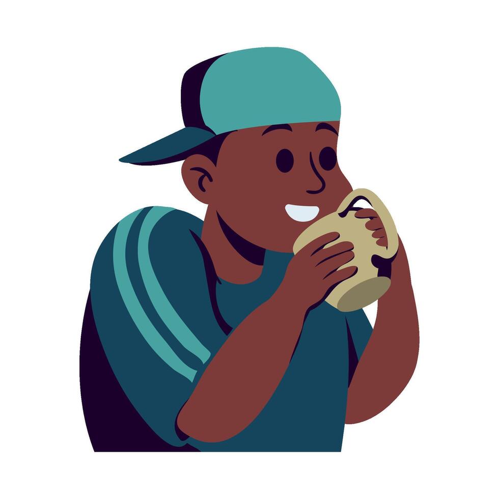 A cartoon man drinking coffee vector