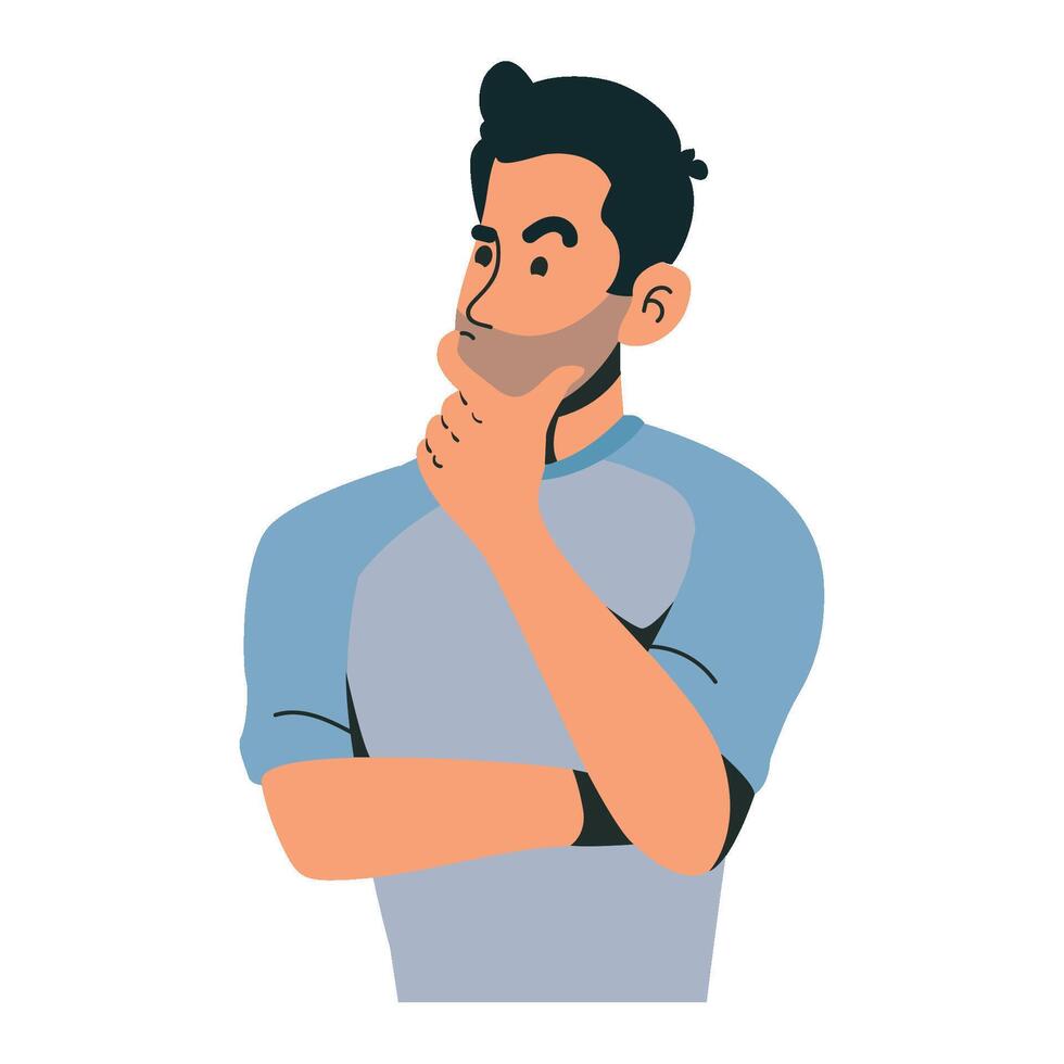 A man with his hand on his chin vector