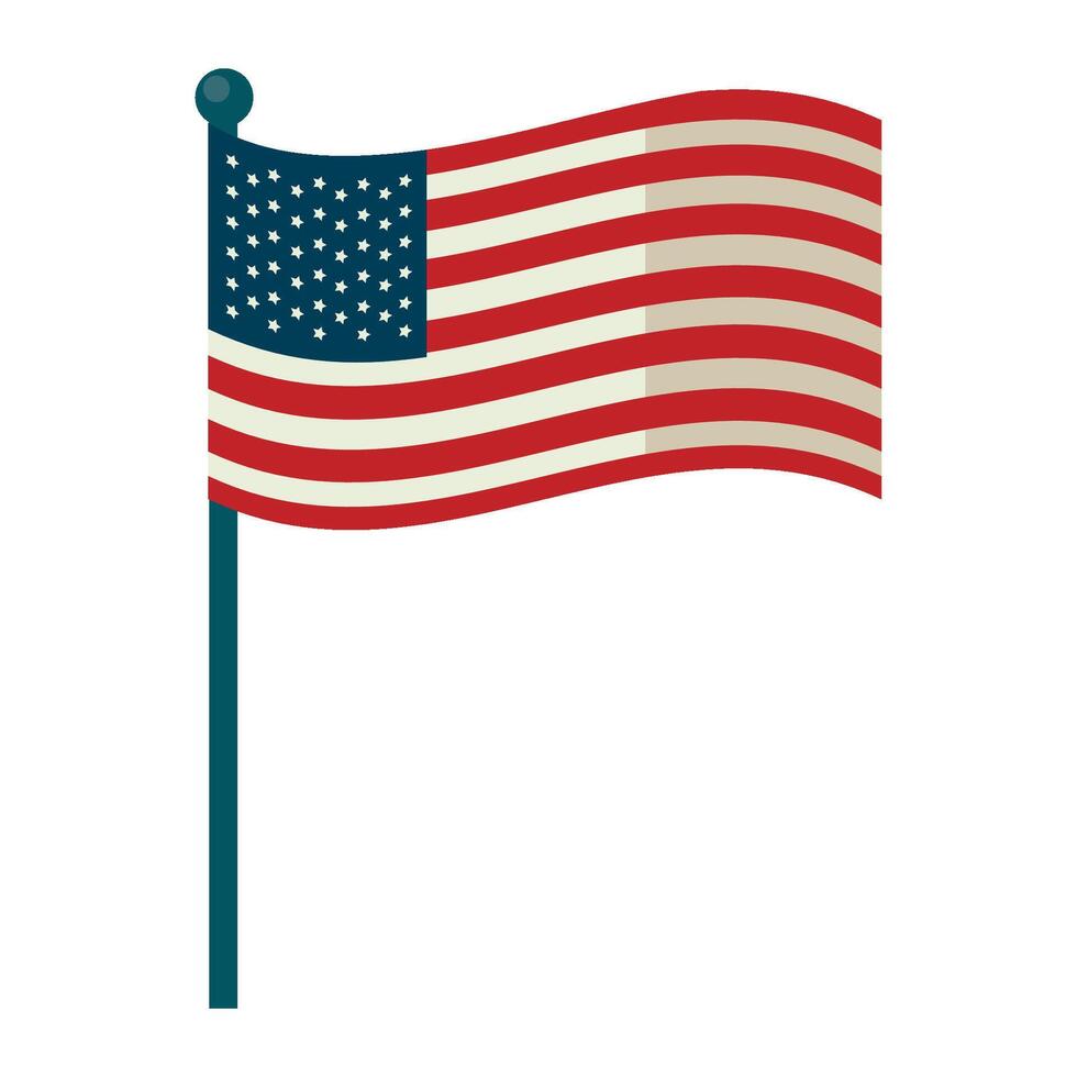 American flag waving on a pole vector