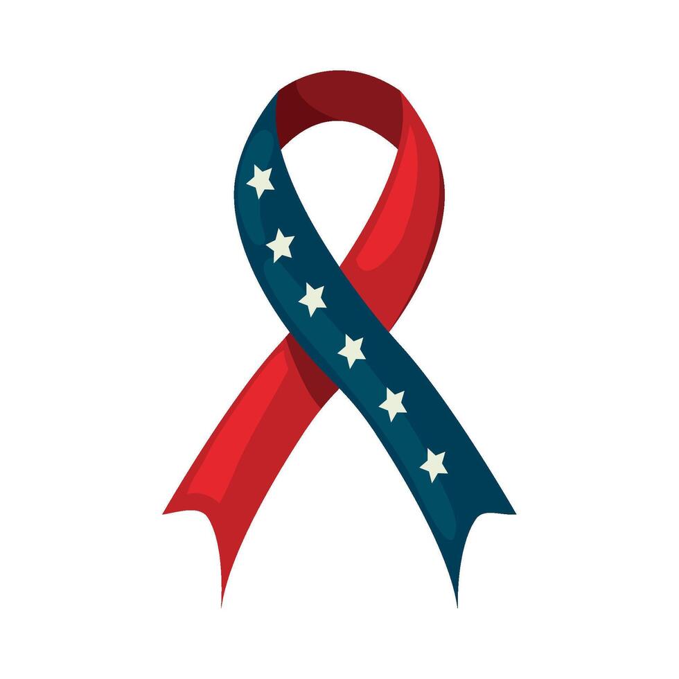 A red, white and blue ribbon with stars on it vector