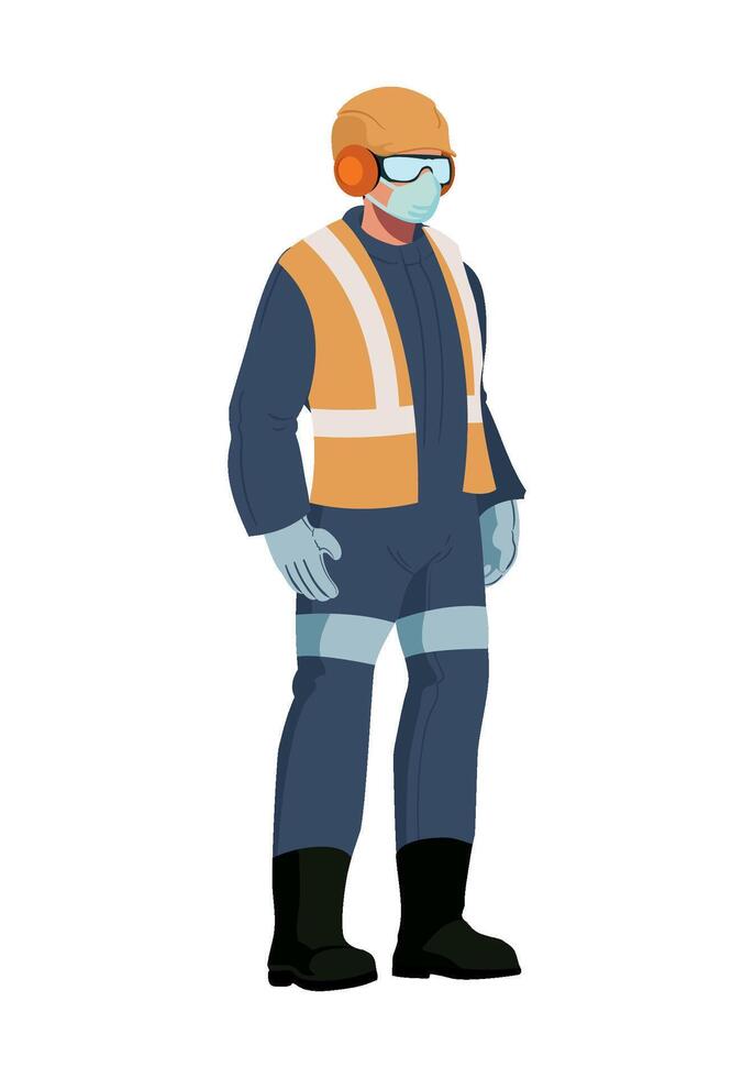 A man in a safety vest and helmet vector