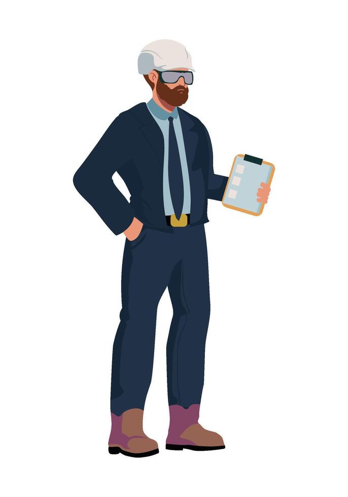 A man in a suit and glasses holding a clipboard vector