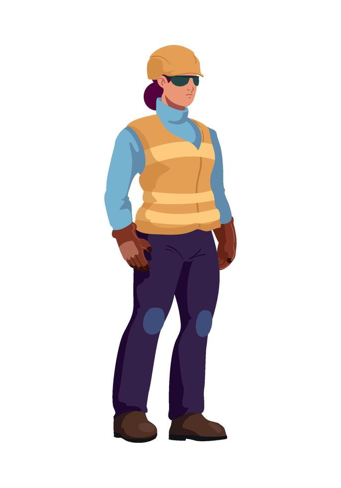 A cartoon man in a vest and helmet vector