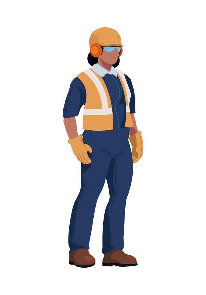 An illustration of a woman in a safety vest vector