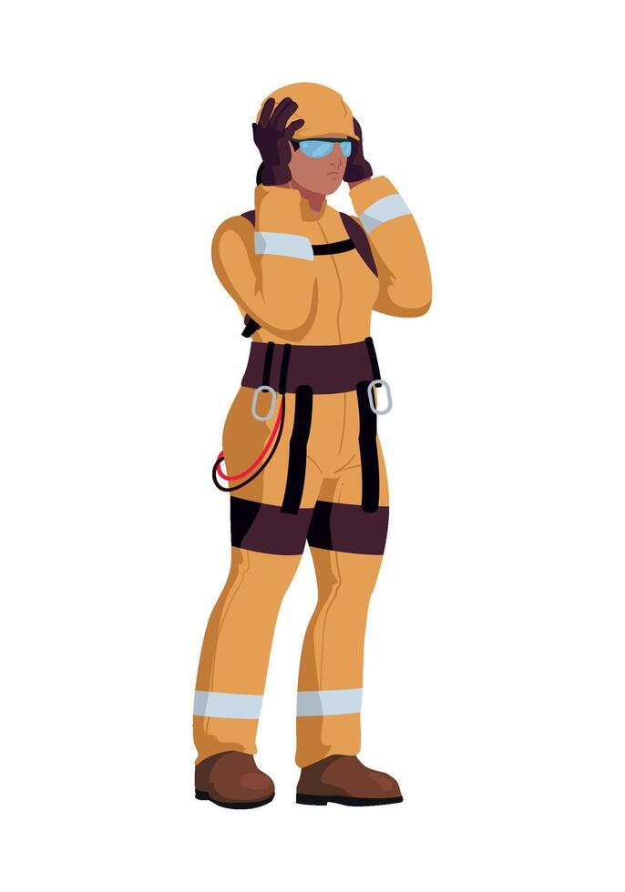 Firefighter in safety gear illustration vector