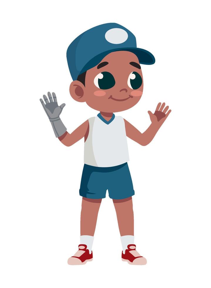 A cartoon boy with a glove on his hand vector