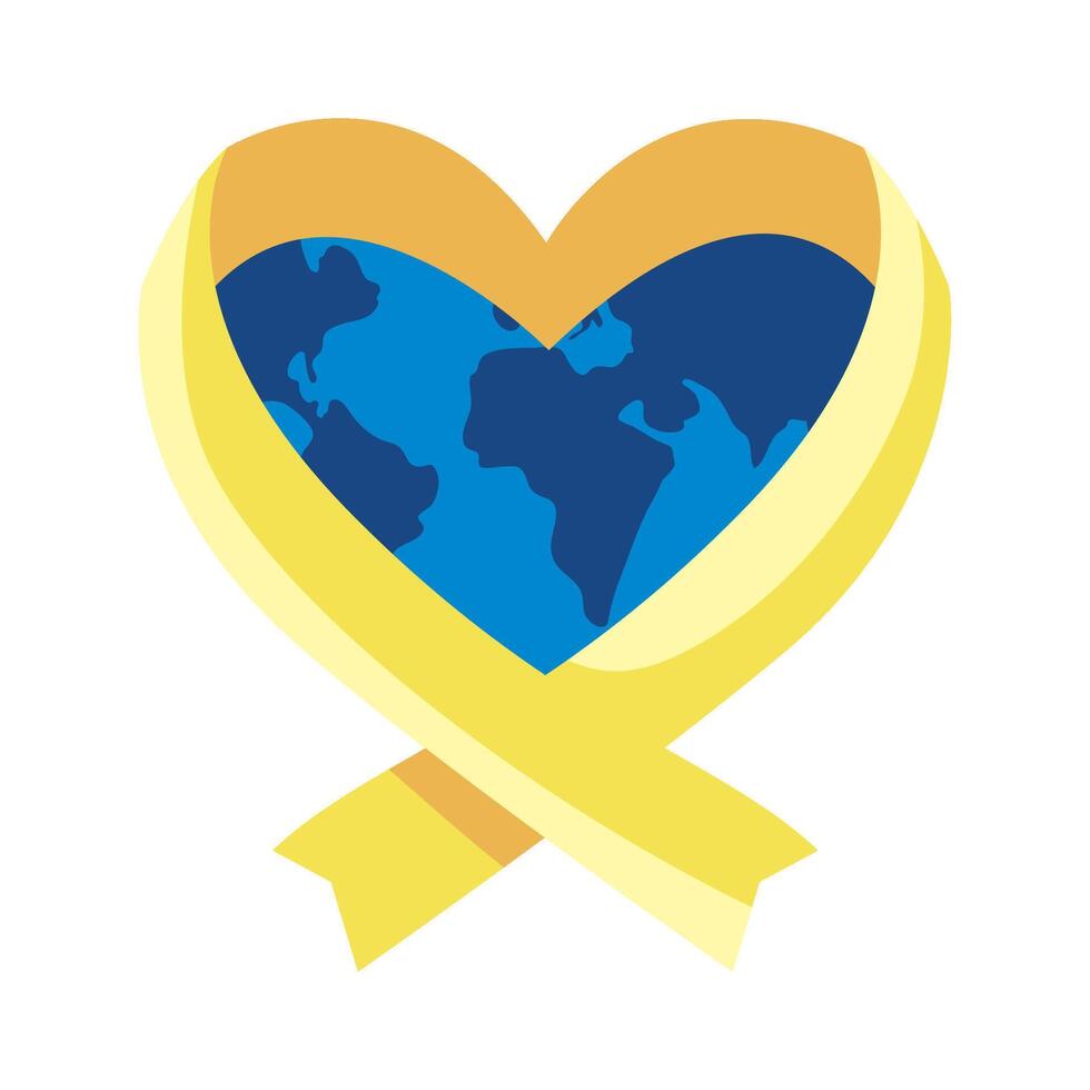 World heart day yellow ribbon vector