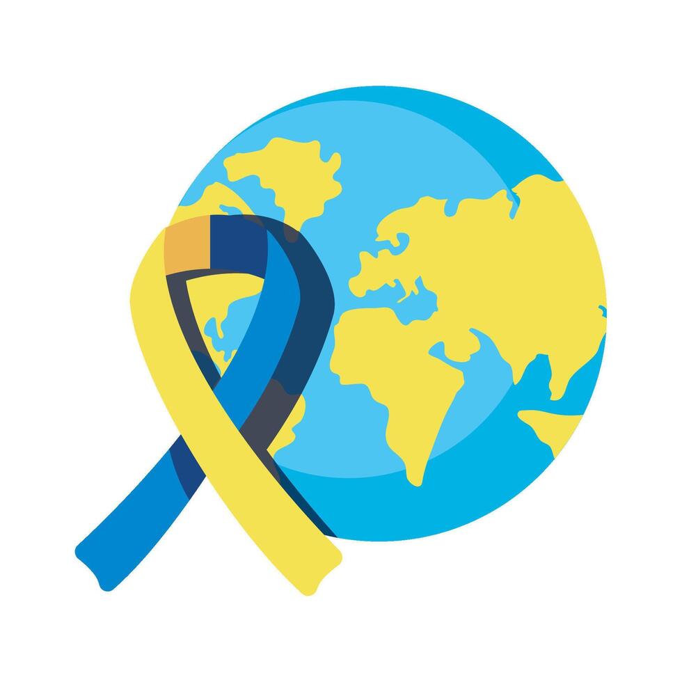 World cancer day ribbon and globe vector