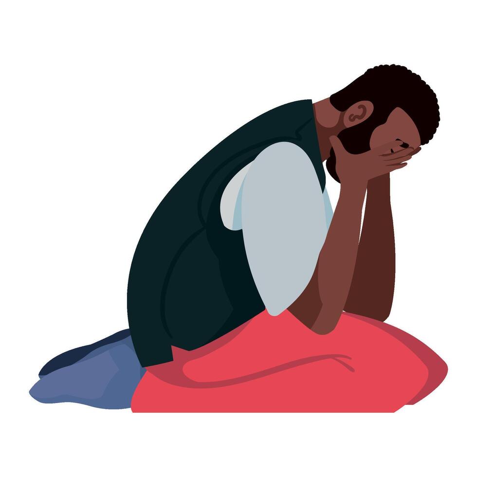 An illustration of a man sitting on the floor vector