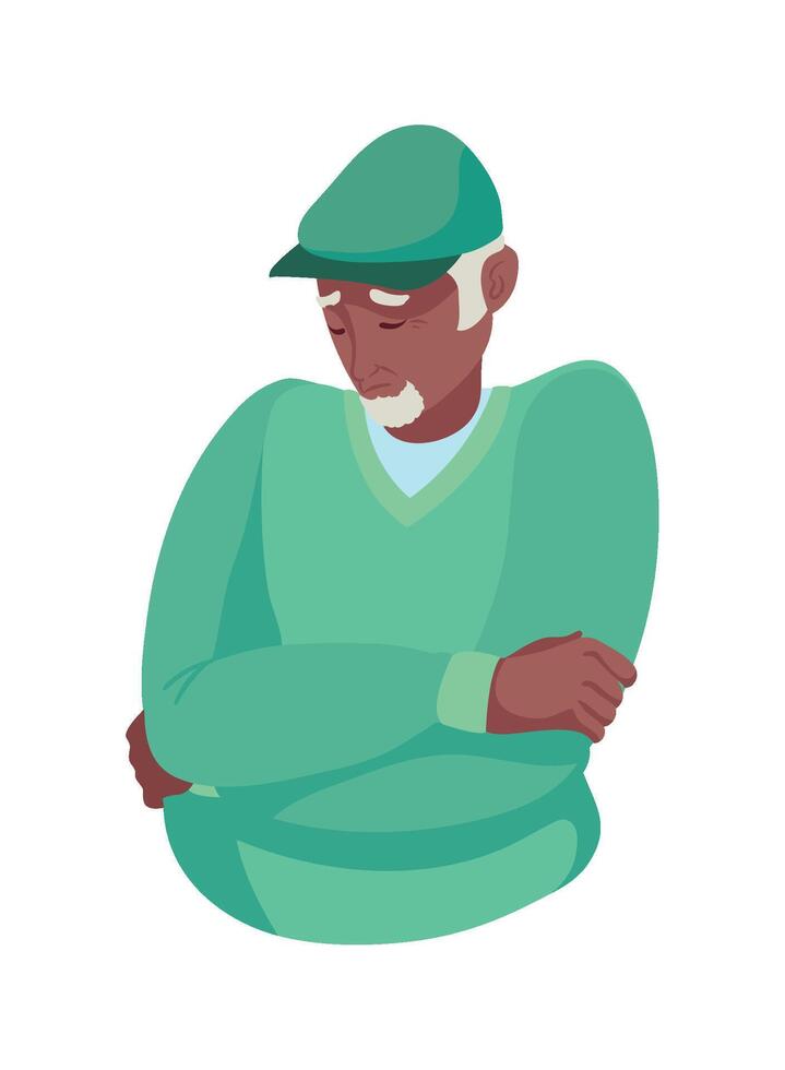 An illustration of an old man with his arms crossed vector
