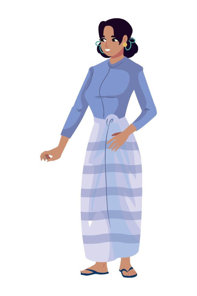 A cartoon woman in a traditional dress vector