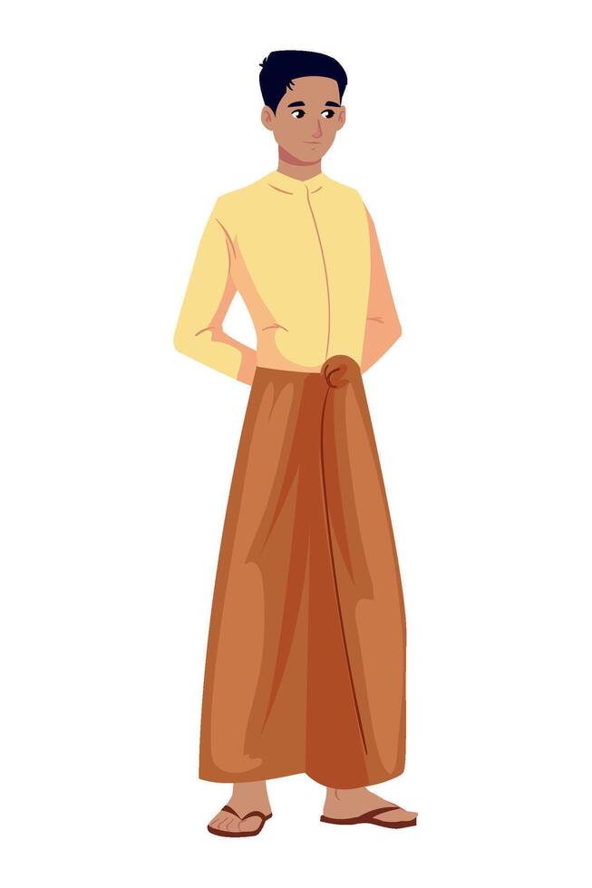 Thai man in traditional dress illustration vector