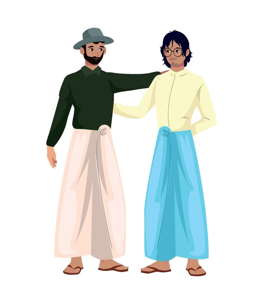 Two men in traditional clothing standing next to each other vector