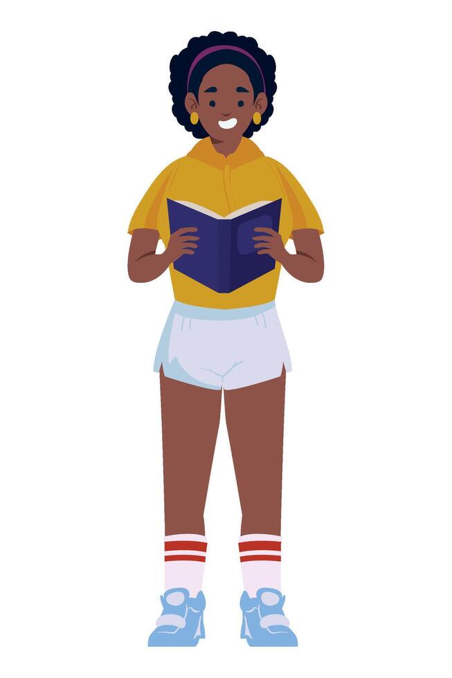 An illustration of a girl reading a book vector