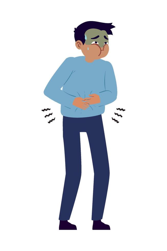 Illustration of a man with stomachache vector